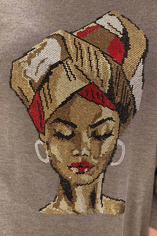 Wholesale Women's Knitwear Sweater Stone Embroidered Pattern - 16103 | KAZEE