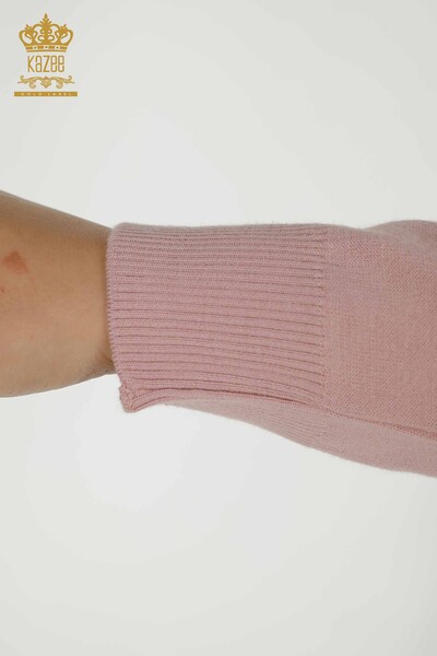 Wholesale Women's Knitwear Sweater - Stone Embroidered - Powder - 16728 | KAZEE - 6