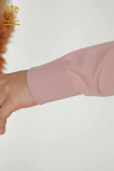 Wholesale Women's Knitwear Sweater Stone Embroidered Powder - 30156 | KAZEE - Thumbnail