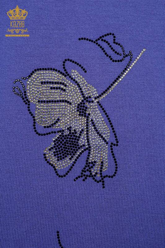 Wholesale Women's Knitwear Sweater Stone Embroidered Rose Pattern - 16622 | KAZEE