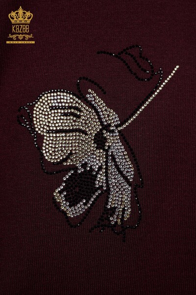 Wholesale Women's Knitwear Sweater Stone Embroidered Rose Pattern - 16622 | KAZEE - Thumbnail