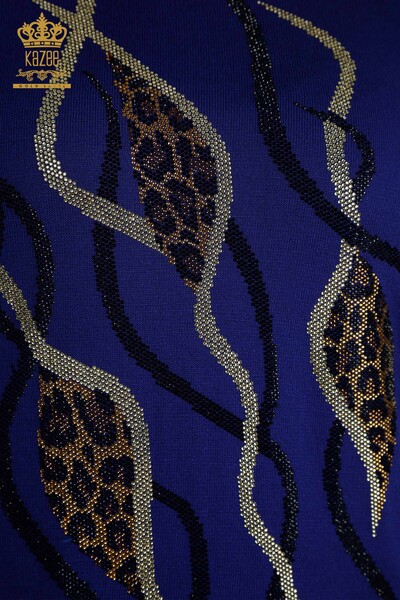 Wholesale Women's Knitwear Sweater Stone Embroidered Saks - 30096 | KAZEE - Thumbnail