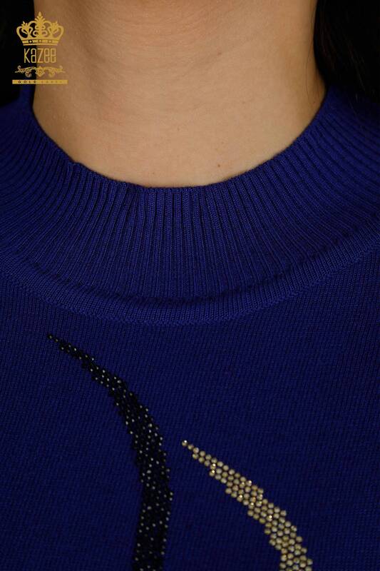 Wholesale Women's Knitwear Sweater Stone Embroidered Saks - 30096 | KAZEE