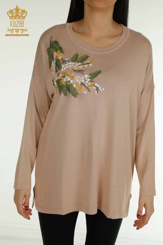 Wholesale Women's Knitwear Sweater with Stone Embroidery - 30750 | KAZEE