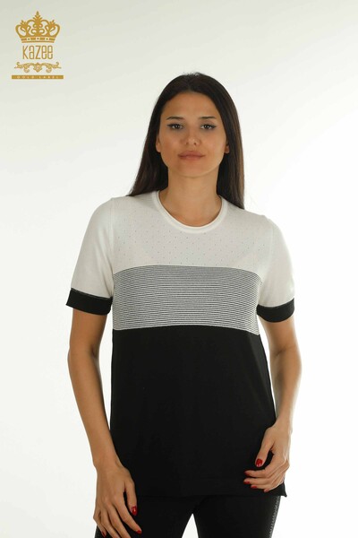 Kazee - Wholesale Women's Knitwear Sweater Striped Black - 30762 | KAZEE