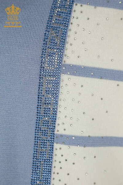Wholesale Women's Knitwear Sweater Striped Blue - 30699 | KAZEE - Thumbnail