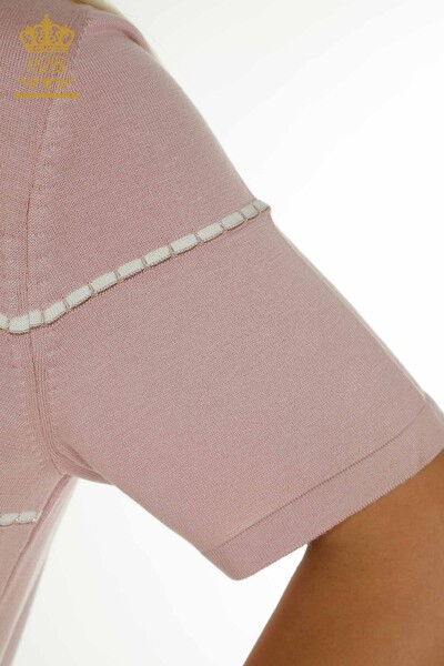 Wholesale Women's Knitwear Sweater Striped Powder - 30795 | KAZEE - Thumbnail