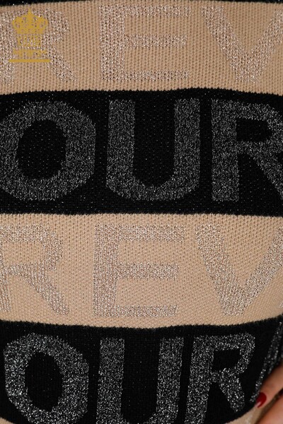 Wholesale Women's Knitwear Sweater Letter Detailed Black - 30022 | KAZEE - 3