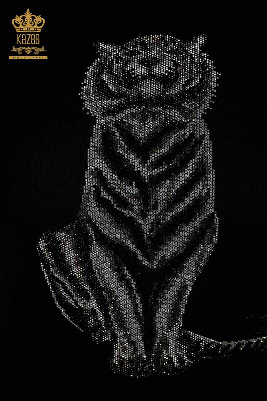 Wholesale Women's Knitwear Sweater - Tiger Pattern - Black - 30127 | KAZEE