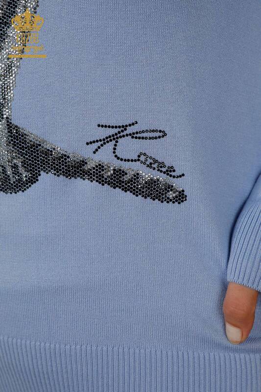 Wholesale Women's Knitwear Sweater - Tiger Pattern - Blue - 30127 | KAZEE
