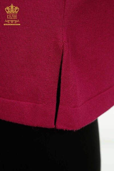 Wholesale Women's Knitwear Sweater Tiger Pattern Fuchsia - 30746 | KAZEE - Thumbnail