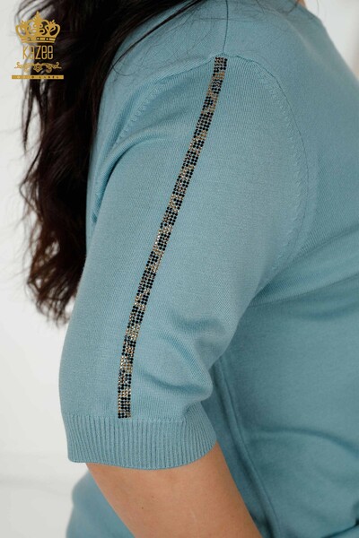 Wholesale Women's Knitwear Sweater - Tiger Pattern - Mint - 30314 | KAZEE - Thumbnail