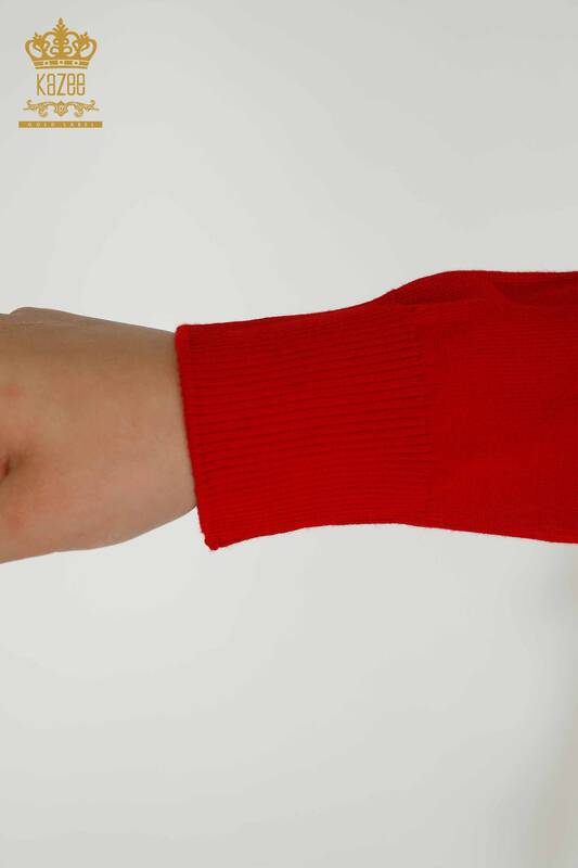 Wholesale Women's Knitwear Sweater - Tiger Pattern - Red - 30127 | KAZEE