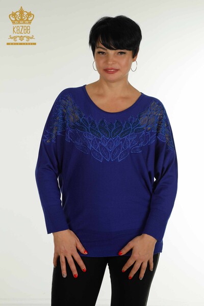 Wholesale Women's Knitwear Sweater with Tulle Detail Saks - 16942 | KAZEE - Kazee