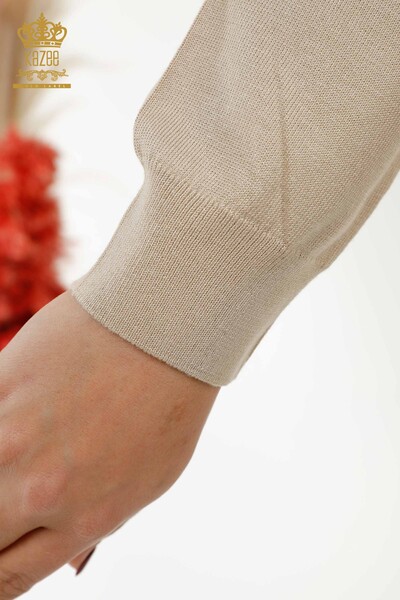 Wholesale Women's Knitwear Sweater Turtleneck Basic Light Beige - 11122 | KAZEE - Thumbnail