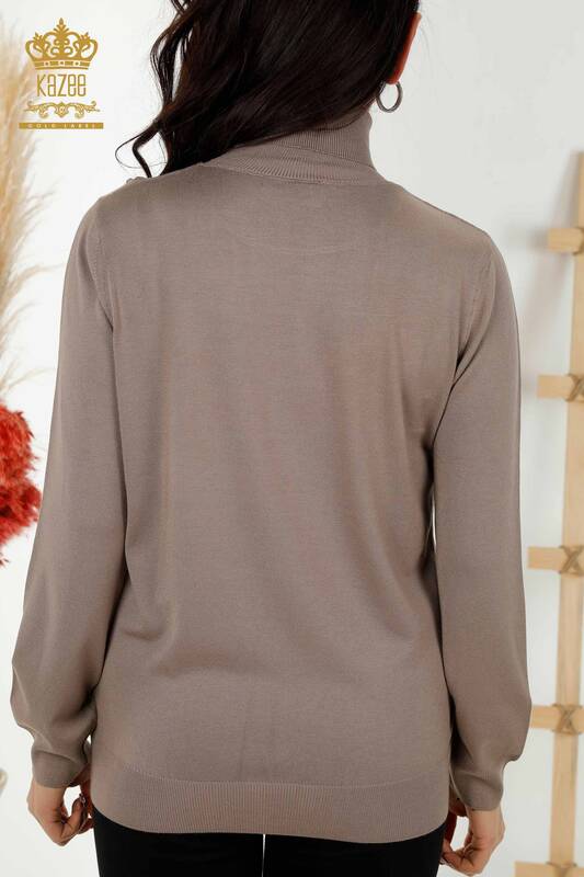 Wholesale Women's Knitwear Sweater Turtleneck Basic Mink - 11122 | KAZEE