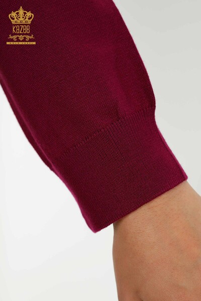 Wholesale Women's Knitwear Sweater - Turtleneck Basic Purple - 11122 | KAZEE - Thumbnail