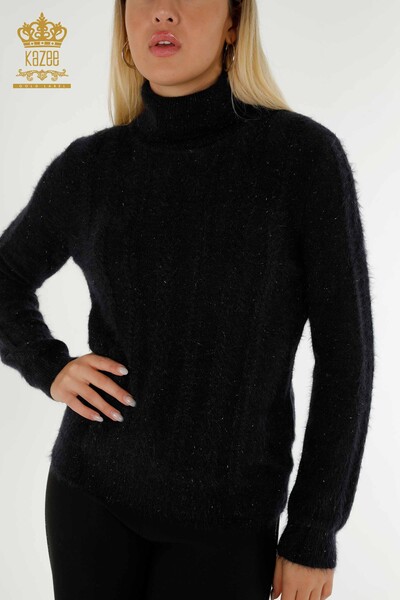 Wholesale Women's Knitwear Sweater Turtleneck Dark Navy Blue - 19067 | KAZEE - Thumbnail