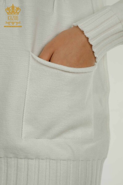 Wholesale Women's Knitwear Sweater Turtleneck Ecru - 30231 | KAZEE - Thumbnail (2)