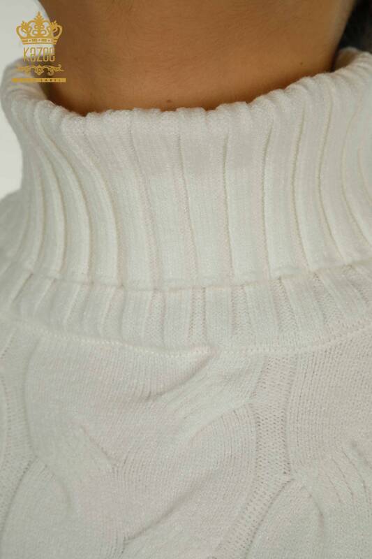 Wholesale Women's Knitwear Sweater Turtleneck Ecru - 30231 | KAZEE