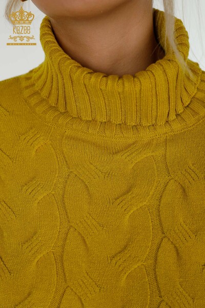 Wholesale Women's Knitwear Sweater Turtleneck Saffron - 30231 | KAZEE - Thumbnail