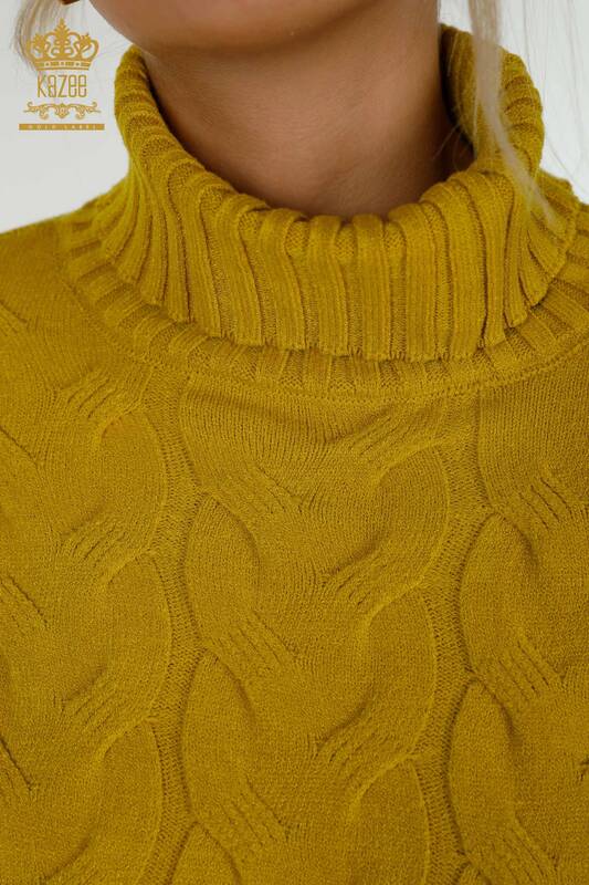 Wholesale Women's Knitwear Sweater Turtleneck Saffron - 30231 | KAZEE
