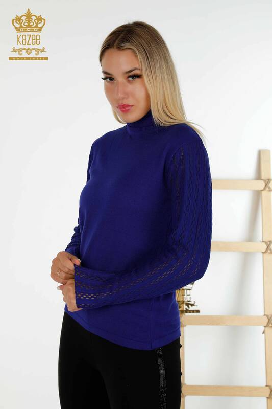 Wholesale Women's Knitwear Sweater - Turtleneck - Saks - 15193 | KAZEE