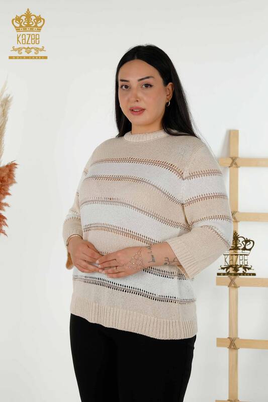 Wholesale Women's Knitwear Sweater - Two Colors - Beige Bone - 30298 | KAZEE