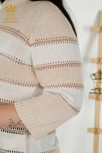 Wholesale Women's Knitwear Sweater - Two Colors - Beige Bone - 30298 | KAZEE - Thumbnail