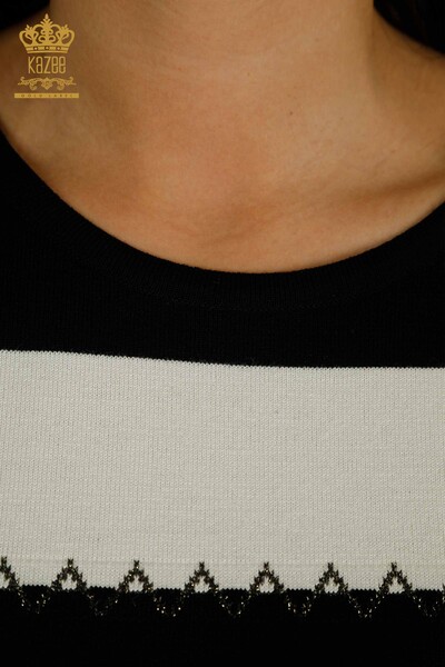 Wholesale Women's Knitwear Sweater Two Colors Black Ecru - 30351 | KAZEE - Thumbnail (2)