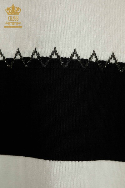 Wholesale Women's Knitwear Sweater Two Colors Black Ecru - 30351 | KAZEE - Thumbnail