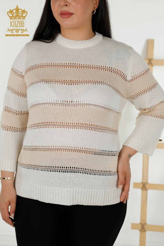 Wholesale Women's Knitwear Sweater - Two Colors - Bone Beige - 30298 | KAZEE