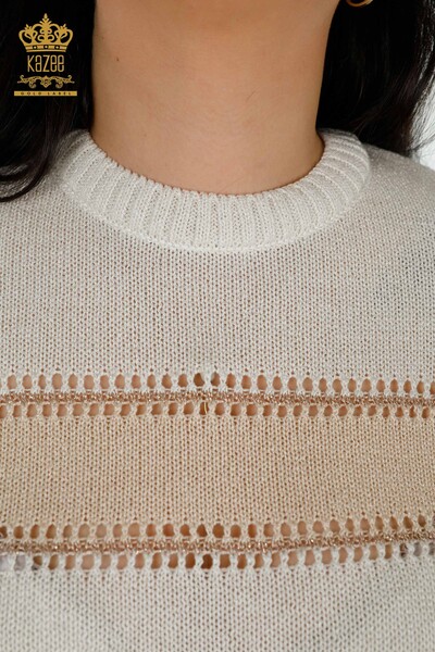Wholesale Women's Knitwear Sweater - Two Colors - Bone Beige - 30298 | KAZEE - Thumbnail