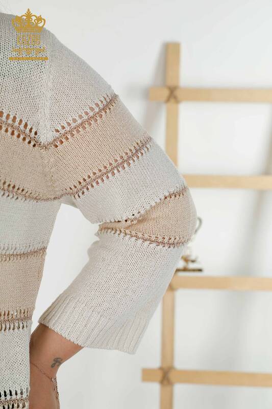 Wholesale Women's Knitwear Sweater - Two Colors - Bone Beige - 30298 | KAZEE