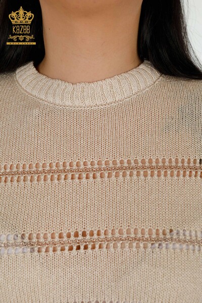 Wholesale Women's Knitwear Sweater - Two Colors - Beige - 30298 | KAZEE - Thumbnail