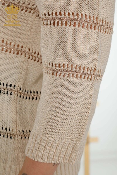Wholesale Women's Knitwear Sweater - Two Colors - Beige - 30298 | KAZEE - Thumbnail