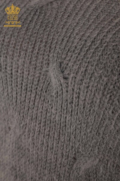 Wholesale Women's Knitwear Sweater Woven Angora Gray - 19063 | KAZEE - Thumbnail