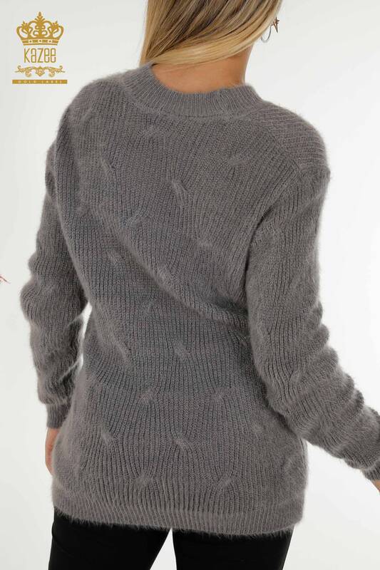 Wholesale Women's Knitwear Sweater Woven Angora Gray - 19063 | KAZEE