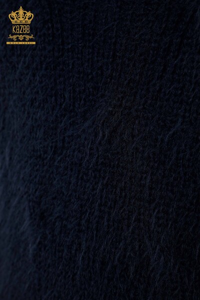 Wholesale Women's Knitwear Sweater Woven Angora Navy Blue - 19063 | KAZEE - Thumbnail
