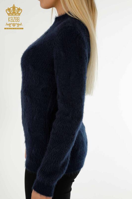 Wholesale Women's Knitwear Sweater Woven Angora Navy Blue - 19063 | KAZEE