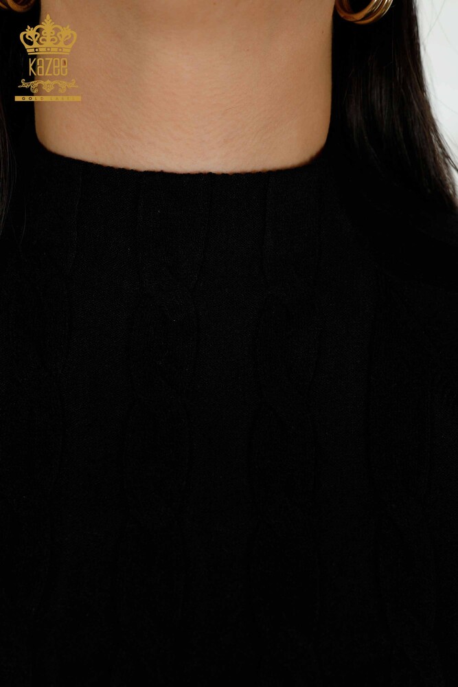 Wholesale Women's Knitwear Sweater Woven Black - 30251 | KAZEE - 3