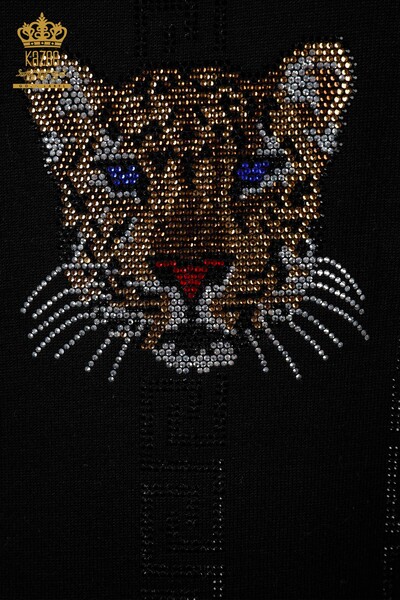 Wholesale Women's Knitwear Tiger Embroidered Patterned Viscose Viscose - 16556 | KAZEE - Thumbnail