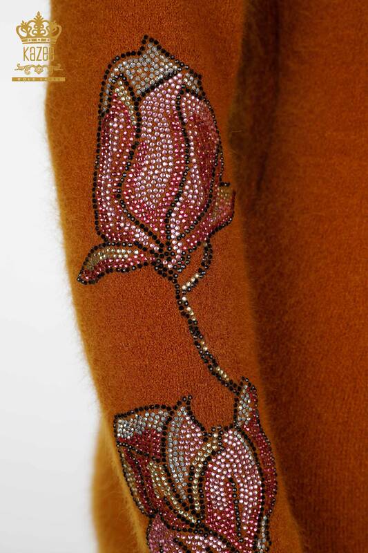 Wholesale Women's Knitwear Tunic Flower Patterned Stone Embroidered - 18887 | KAZEE