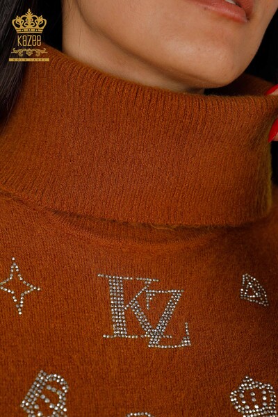 Wholesale Women's Knitwear Tunic Patterned Two Pocket Detailed Angora - 18895 | KAZEE - Thumbnail