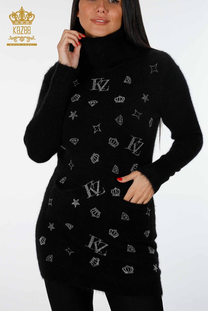 Wholesale Women's Knitwear Tunic Patterned Two Pocket Detailed Angora - 18895 | KAZEE - 8