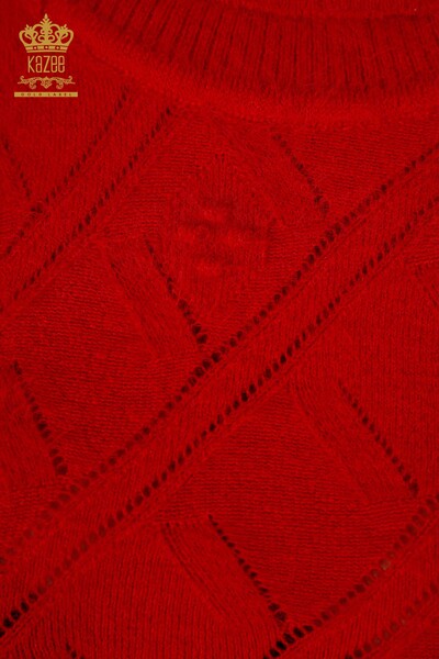 Wholesale Women's Knitwear Tunic Striped Stone Embroidered Turtleneck - 18591 | KAZEE - Thumbnail