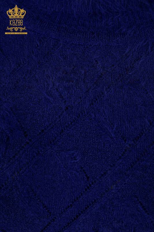 Wholesale Women's Knitwear Tunic Striped Stone Embroidered Turtleneck - 18591 | KAZEE