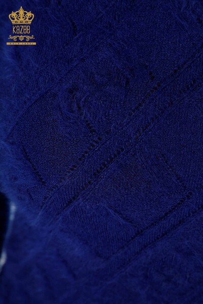 Wholesale Women's Knitwear Tunic Striped Stone Embroidered Turtleneck - 18591 | KAZEE - Thumbnail