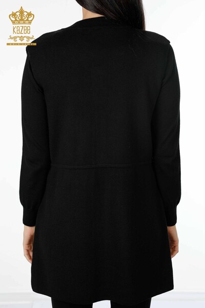 Wholesale Women's Knitwear Vest Pocket Lettering Stone Embroidered Edge Stripe - 16829 | KAZEE - 59