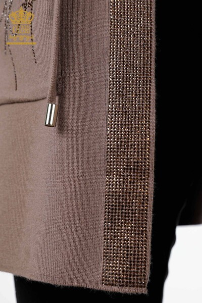 Wholesale Women's Knitwear Vest Pocket Lettering Stone Embroidered Edge Stripe - 16829 | KAZEE - 63